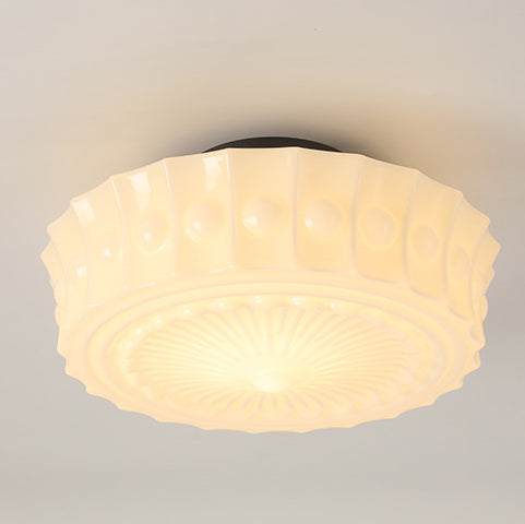Plafonnier semi-encastré contemporain rétro en fer et verre à 1 lumière pour salon 