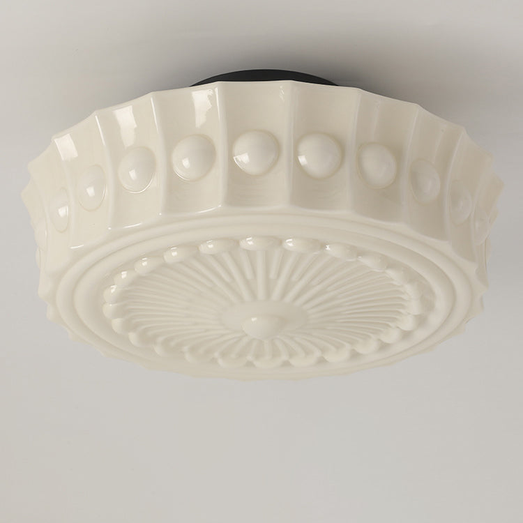 Plafonnier semi-encastré contemporain rétro en fer et verre à 1 lumière pour salon 