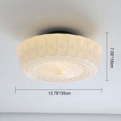 Plafonnier semi-encastré contemporain rétro en fer et verre à 1 lumière pour salon 