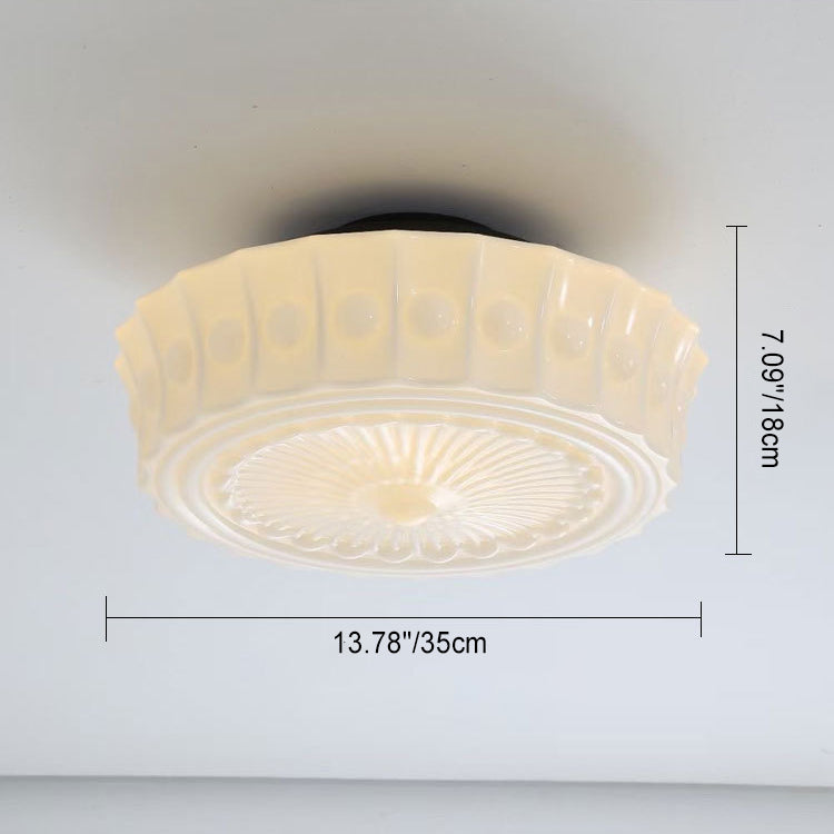Plafonnier semi-encastré contemporain rétro en fer et verre à 1 lumière pour salon 