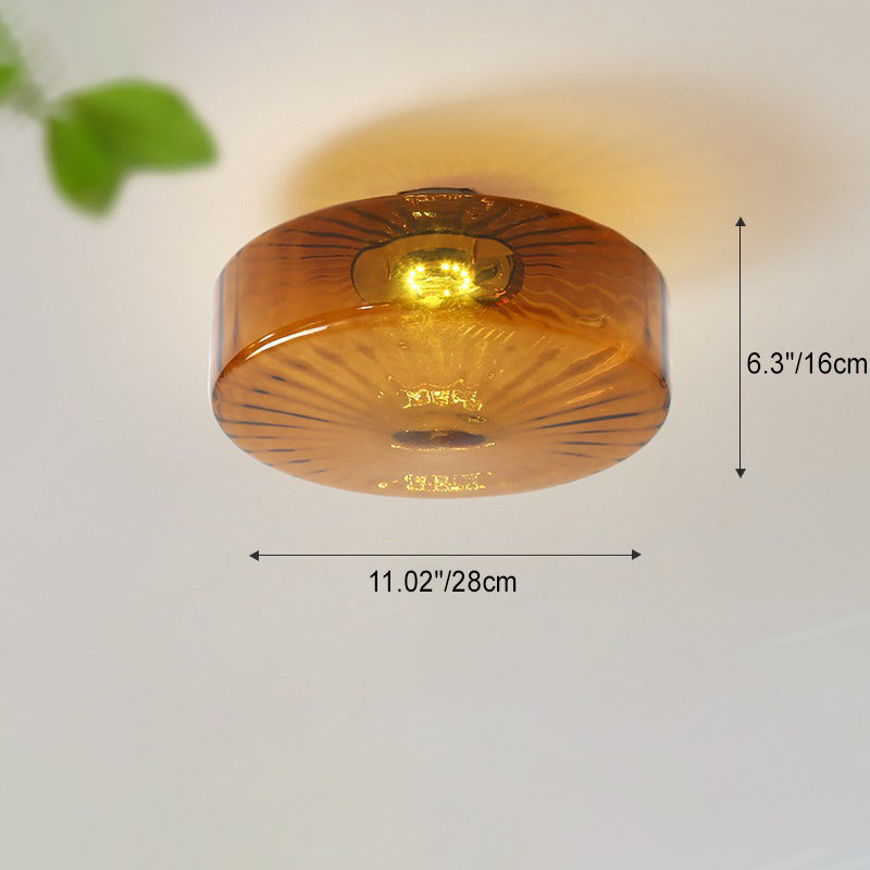 Plafonnier semi-encastré LED en verre et fer rond scandinave contemporain pour salon 