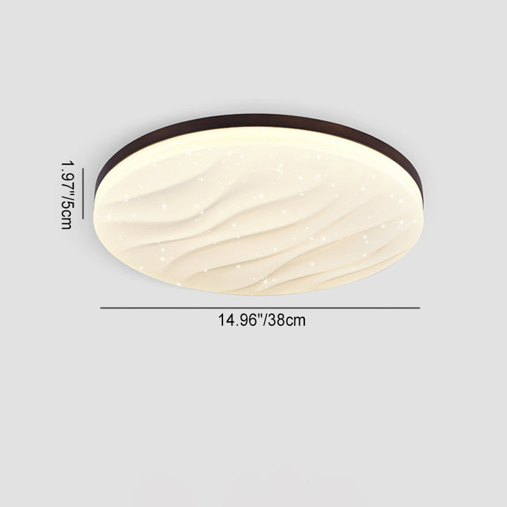Modern Minimalist Round Wood Acrylic LED Flush Mount Ceiling Light For Living Room
