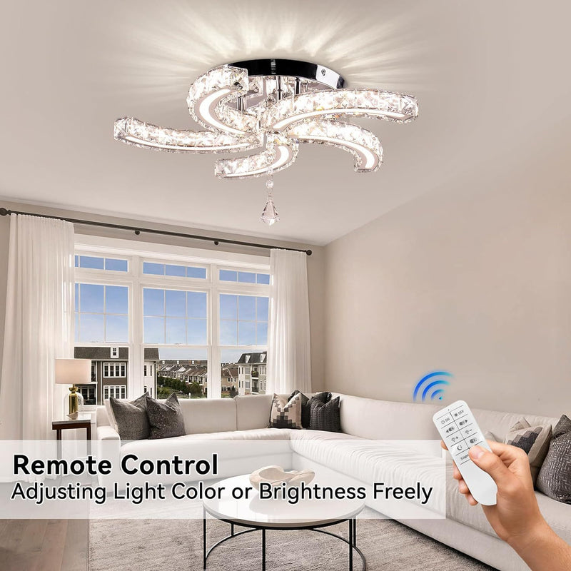 Plafonnier semi-encastré contemporain en acier cristal et acrylique à rayures de luxe avec LED pour salon 