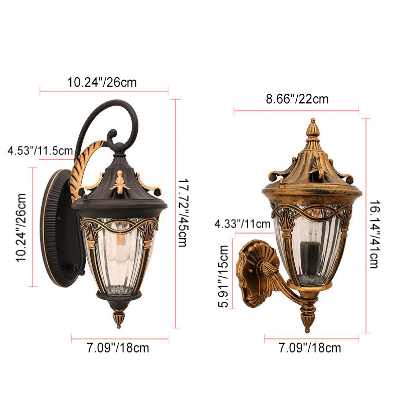 Applique murale à 1 lumière en aluminium à colonne européenne traditionnelle pour jardin 