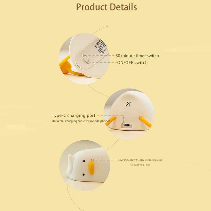 Lampe de table LED en silicone en forme de canard créatif contemporain pour salon 