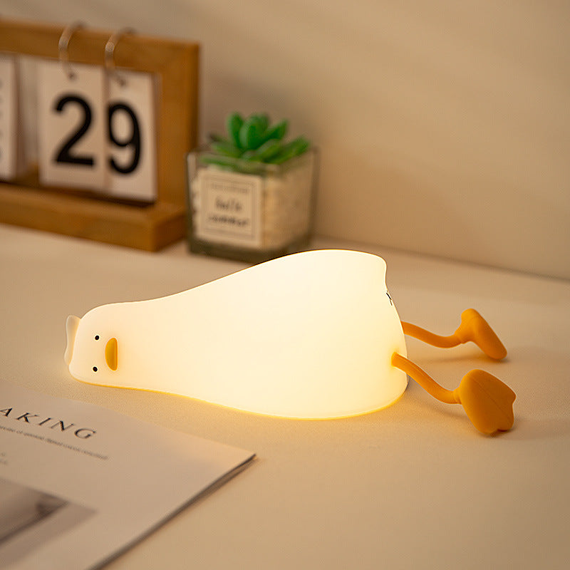Lampe de table LED en silicone en forme de canard créatif contemporain pour salon 