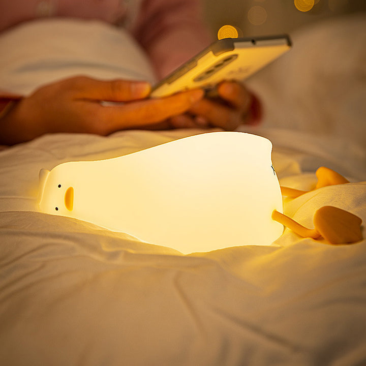 Lampe de table LED en silicone en forme de canard créatif contemporain pour salon 