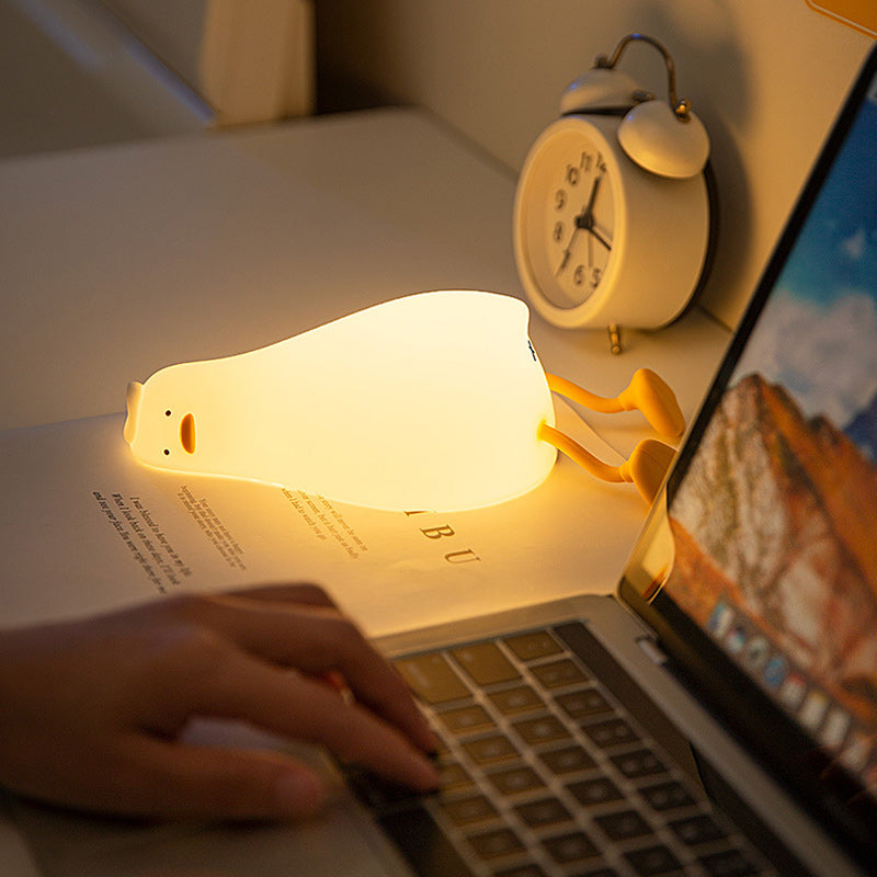 Lampe de table LED en silicone en forme de canard créatif contemporain pour salon 