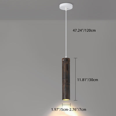 Traditionelle chinesische Säule Eisen Bambus 1-Licht Pendelleuchte für Wohnzimmer