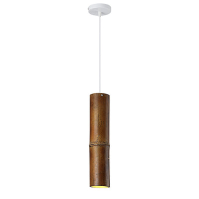 Traditionelle chinesische Säule Eisen Bambus 1-Licht Pendelleuchte für Wohnzimmer
