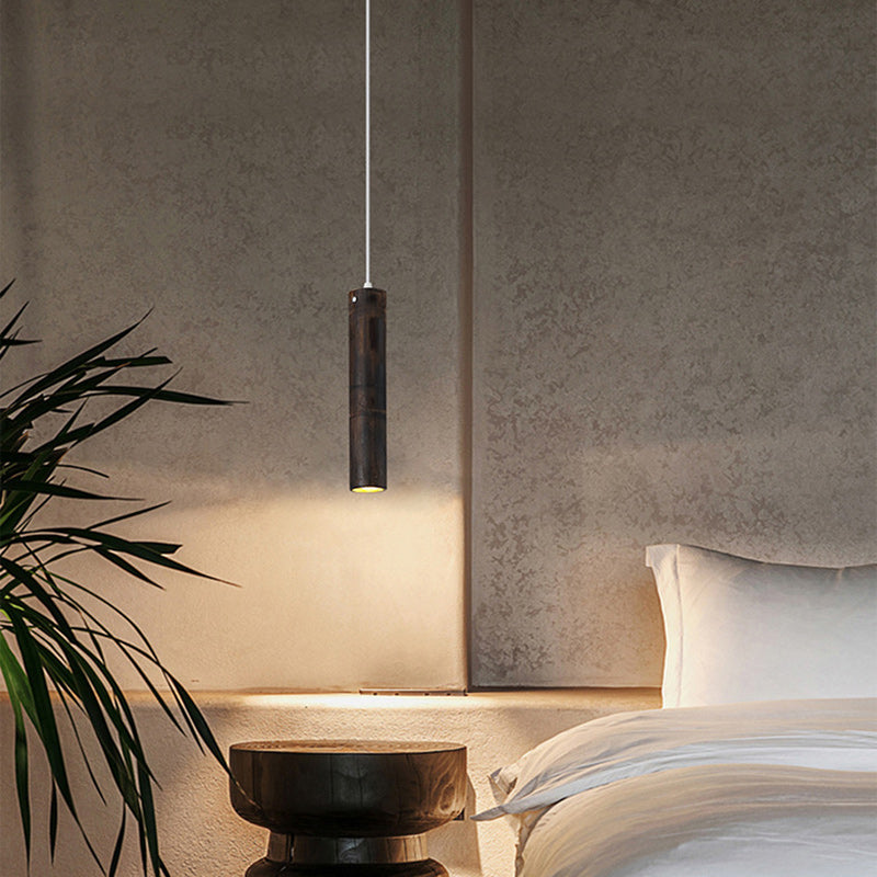 Traditionelle chinesische Säule Eisen Bambus 1-Licht Pendelleuchte für Wohnzimmer