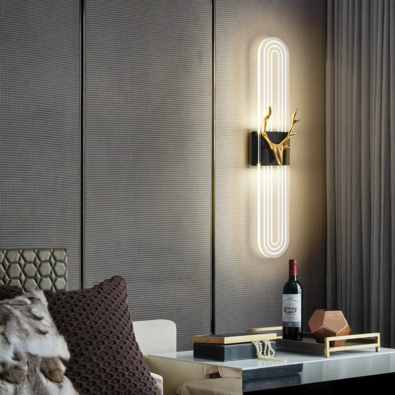 Lámpara Aplique de Pared LED de Aluminio Acrílico Rectangular Nórdica Contemporánea para Sala de Estar 