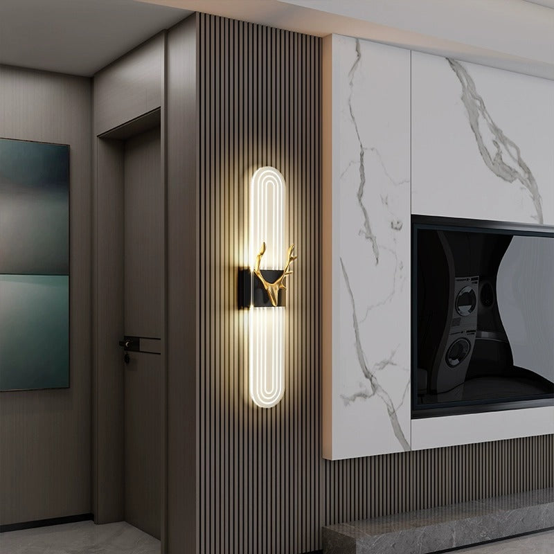 Lámpara Aplique de Pared LED de Aluminio Acrílico Rectangular Nórdica Contemporánea para Sala de Estar 