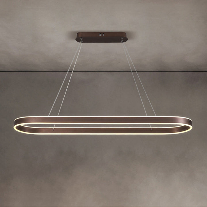 Moderner minimalistischer ovaler LED-Kronleuchter aus Aluminiumacryl für Wohnzimmer 