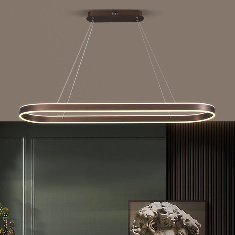 Moderner minimalistischer ovaler LED-Kronleuchter aus Aluminiumacryl für Wohnzimmer 