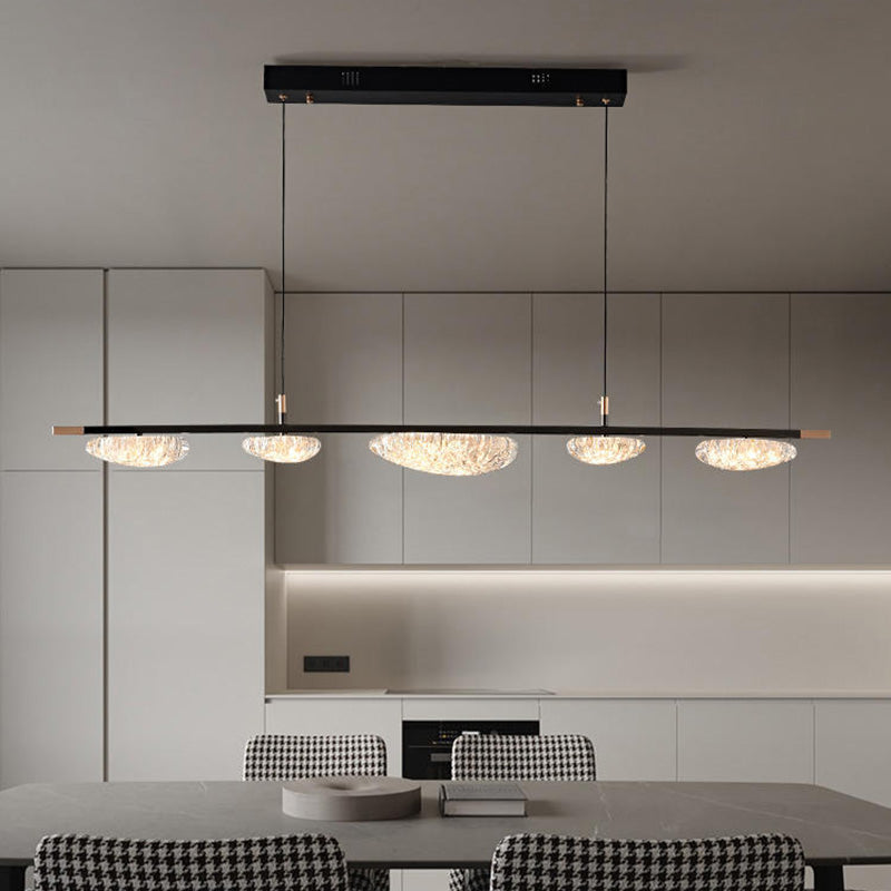 Lustre contemporain en acrylique à bandes de luxe avec LED pour salle à manger 