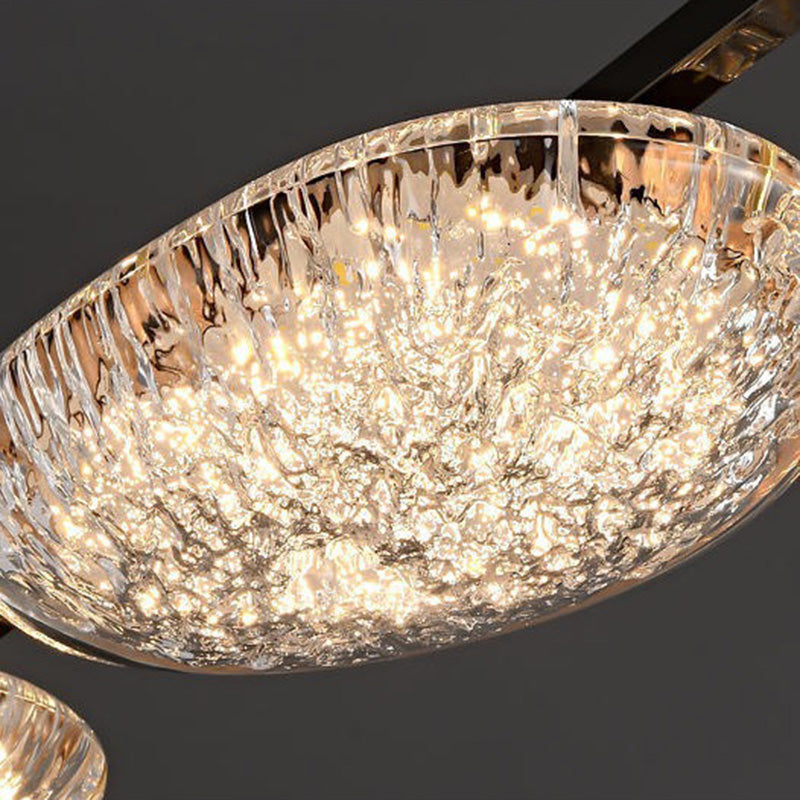 Lustre contemporain en acrylique à bandes de luxe avec LED pour salle à manger 