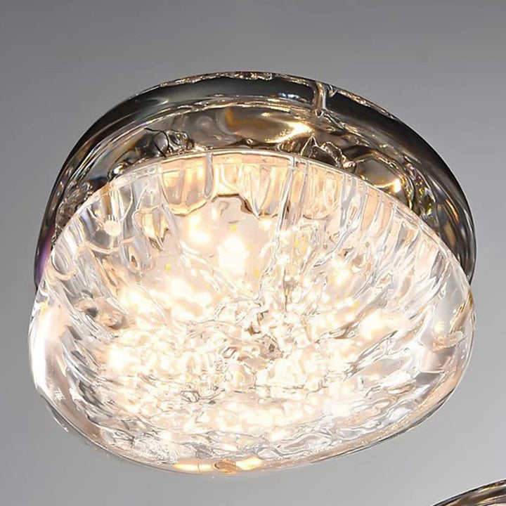 Plafonnier LED rond contemporain en acier inoxydable et acrylique pour salon 