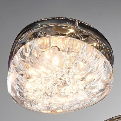Plafonnier LED rond contemporain en acier inoxydable et acrylique pour salon 
