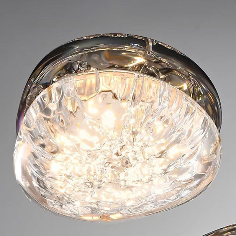 Plafonnier LED rond contemporain en acier inoxydable et acrylique pour salon 