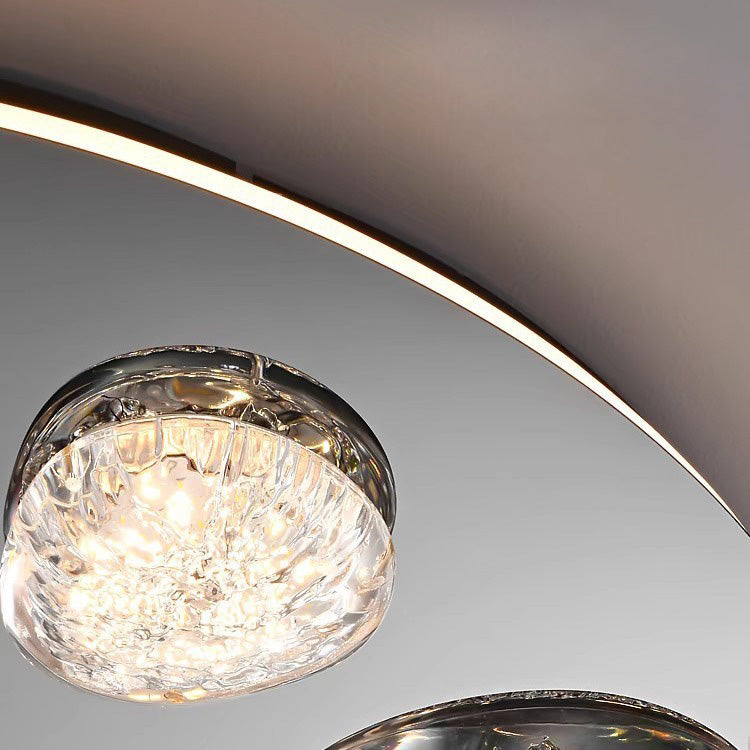 Plafonnier LED rond contemporain en acier inoxydable et acrylique pour salon 