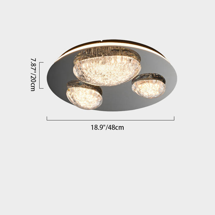 Plafonnier LED rond contemporain en acier inoxydable et acrylique pour salon 