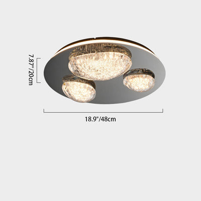 Plafonnier LED rond contemporain en acier inoxydable et acrylique pour salon 