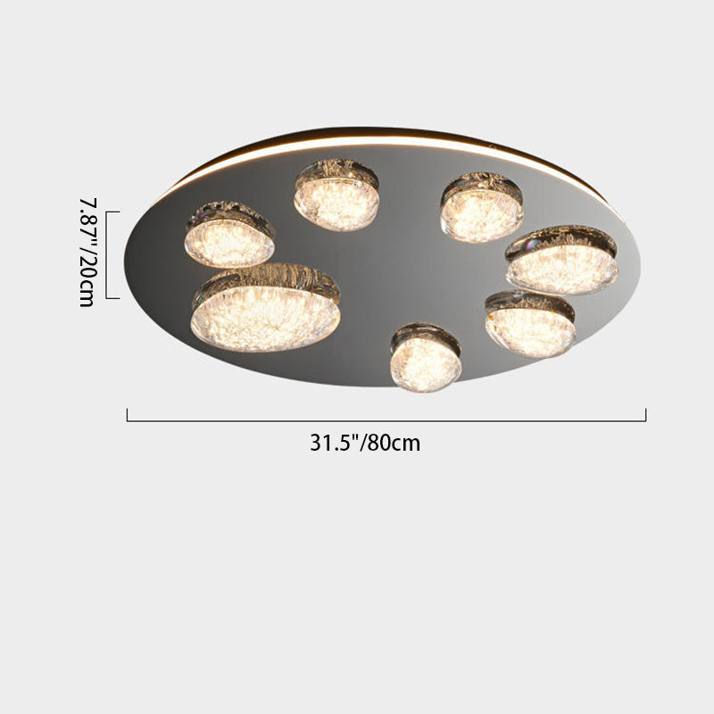 Plafonnier LED rond contemporain en acier inoxydable et acrylique pour salon 