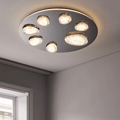 Plafonnier LED rond contemporain en acier inoxydable et acrylique pour salon 