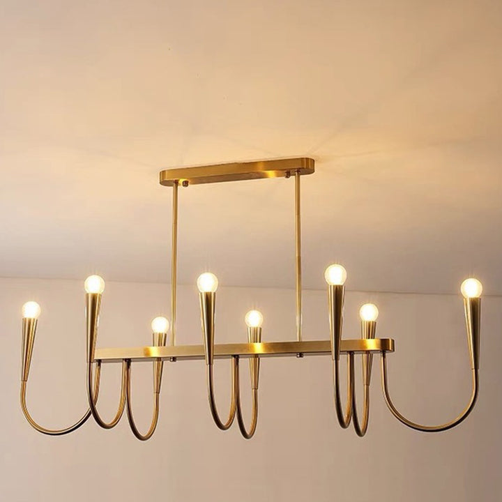 Lustre contemporain à rayures industrielles à 8 lumières pour salle à manger 