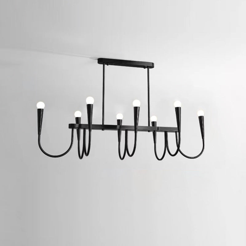 Contemporary Industrial Stripe Hardware 8-Light Island Light Chandelier For Dining Room