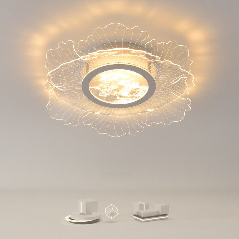 Plafonnier LED en acrylique rond nordique contemporain en fer pour salon 