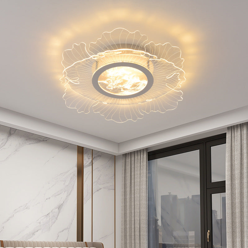 Plafonnier LED en acrylique rond nordique contemporain en fer pour salon 