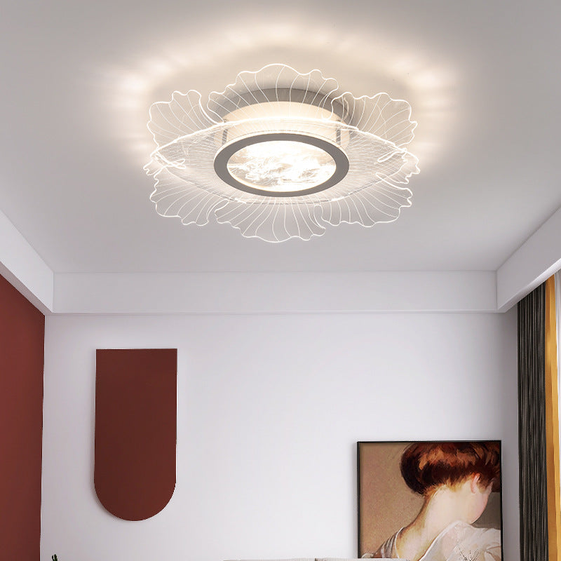 Plafonnier LED en acrylique rond nordique contemporain en fer pour salon 