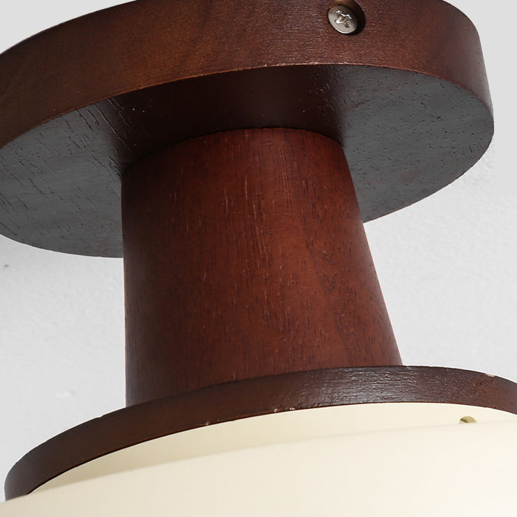 Plafonnier semi-encastré à 1 lumière en résine et bois de style vintage traditionnel pour salon 