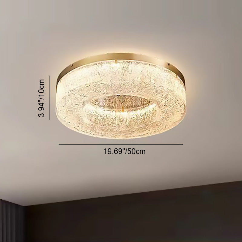 Lustre Contemporain Rond en Cuivre Acier Résine LED Plafonnier Pour Salon 