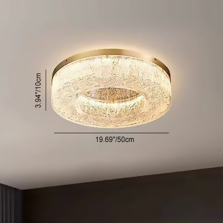 Lustre Contemporain Rond en Cuivre Acier Résine LED Plafonnier Pour Salon 