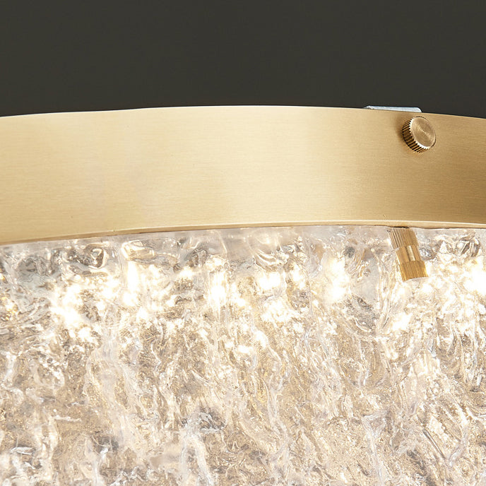 Lustre Contemporain Rond en Cuivre Acier Résine LED Plafonnier Pour Salon 