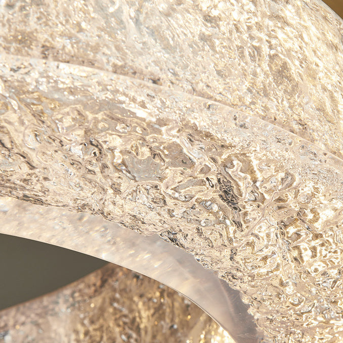 Lustre Contemporain Rond en Cuivre Acier Résine LED Plafonnier Pour Salon 