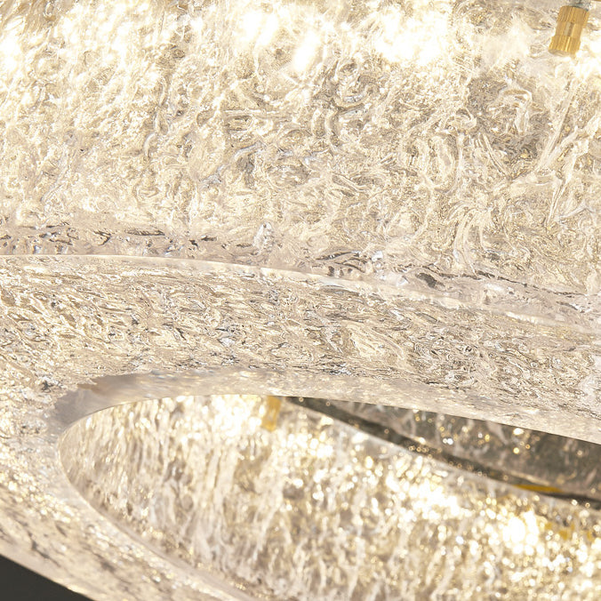 Lustre Contemporain Rond en Cuivre Acier Résine LED Plafonnier Pour Salon 