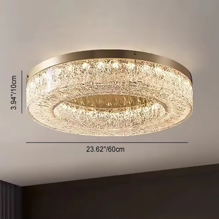Lustre Contemporain Rond en Cuivre Acier Résine LED Plafonnier Pour Salon 