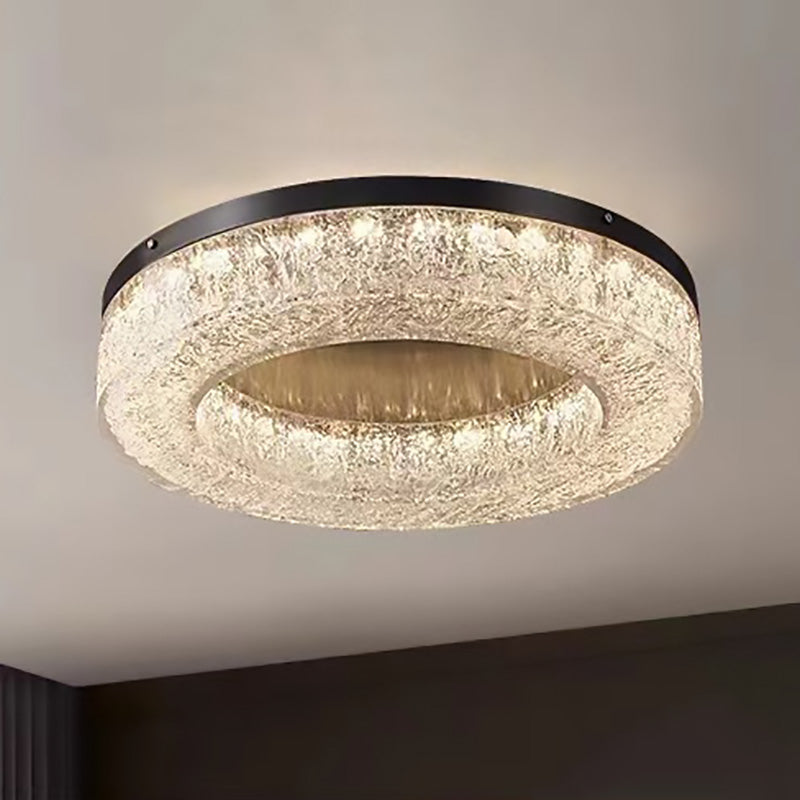 Lustre Contemporain Rond en Cuivre Acier Résine LED Plafonnier Pour Salon 