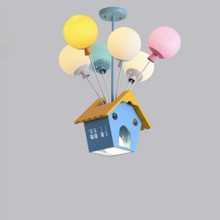Maison créative contemporaine en bois, acrylique et fer, lustre à 7 lumières pour chambre d&