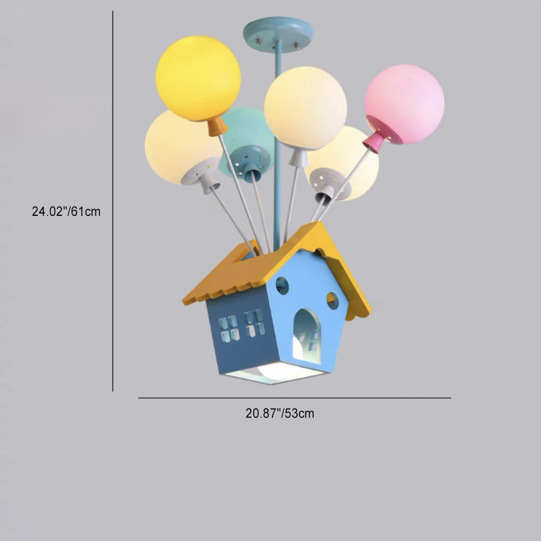 Maison créative contemporaine en bois, acrylique et fer, lustre à 7 lumières pour chambre d&