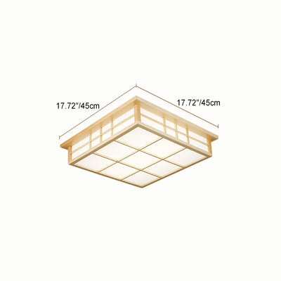 Plafonnier LED en bois carré traditionnel japonais avec papier pour salon 