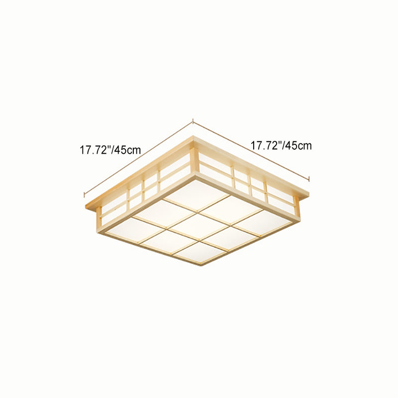 Plafonnier LED en bois carré traditionnel japonais avec papier pour salon 