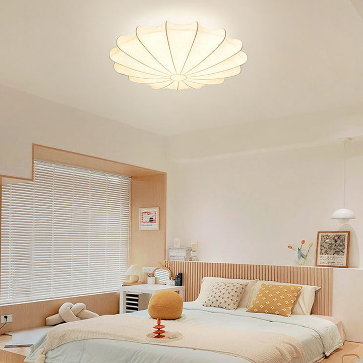 Plafonnier traditionnel rond en fer et soie japonais à 3 lumières pour salon 