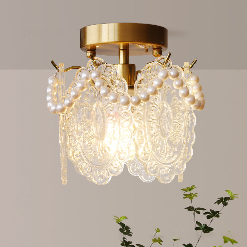 Zeitgenössische Luxus-Deckenleuchte mit Pentagramm aus Eisen und Glas, 1 Licht, halbbündige Montage, für Wohnzimmer 