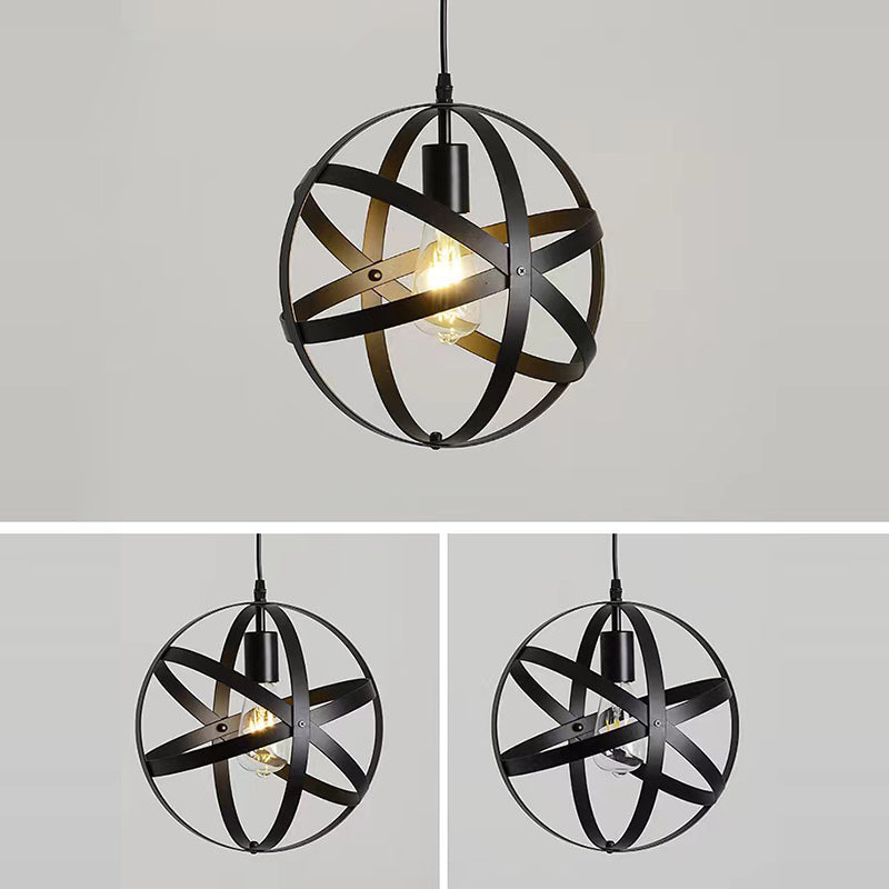 Traditionelle Vintage Globe Iron 1-Light Pendelleuchte für Wohnzimmer 