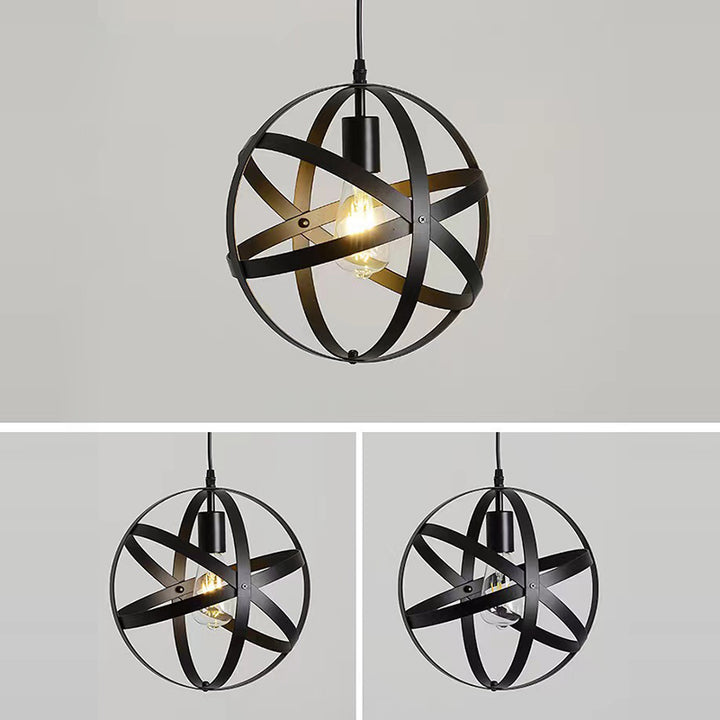 Traditionelle Vintage Globe Iron 1-Light Pendelleuchte für Wohnzimmer 